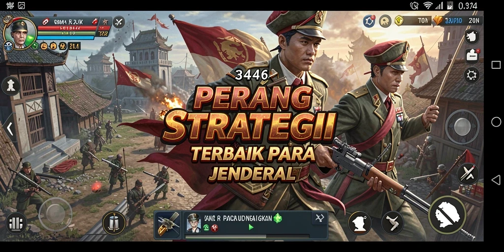 Tangkapan layar utama 3446 menampilkan strategi pertempuran yang intens.