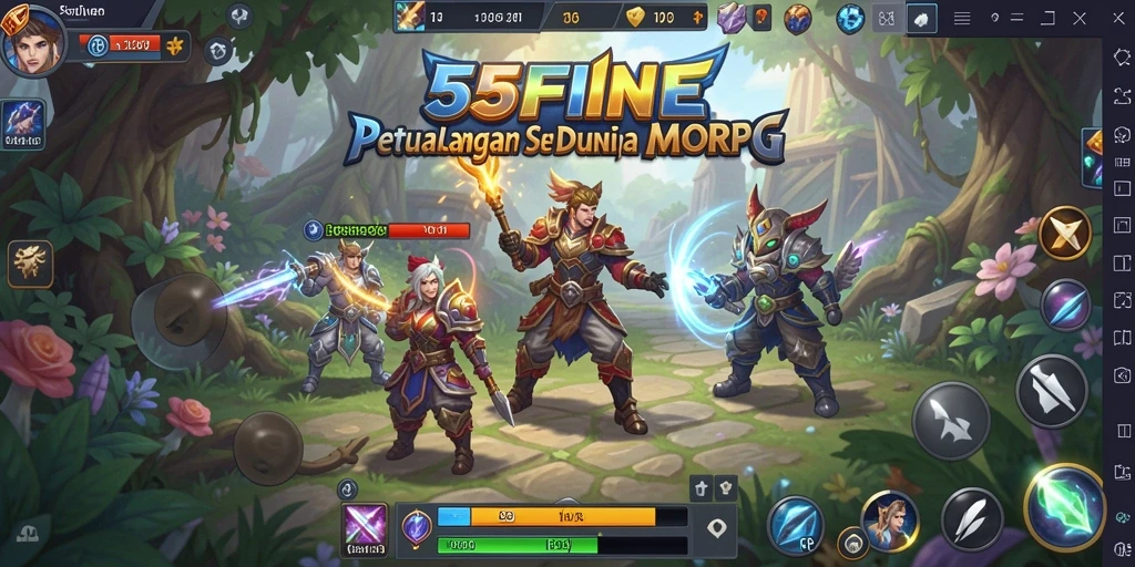 Tampilan gameplay 55FIVE dengan pertarungan seru dan karakter yang menarik.