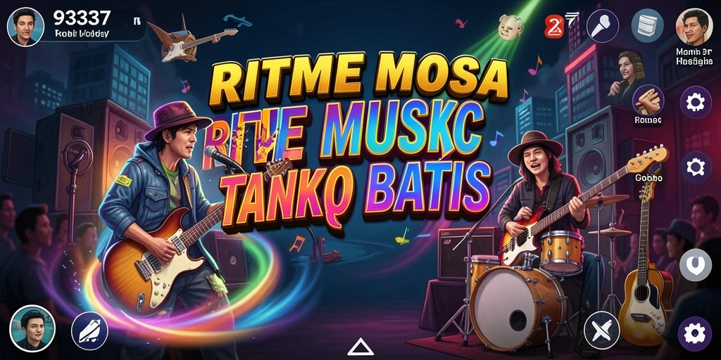 Screenshot dari gameplay 93337 yang menampilkan interaksi musik yang menyenangkan.
