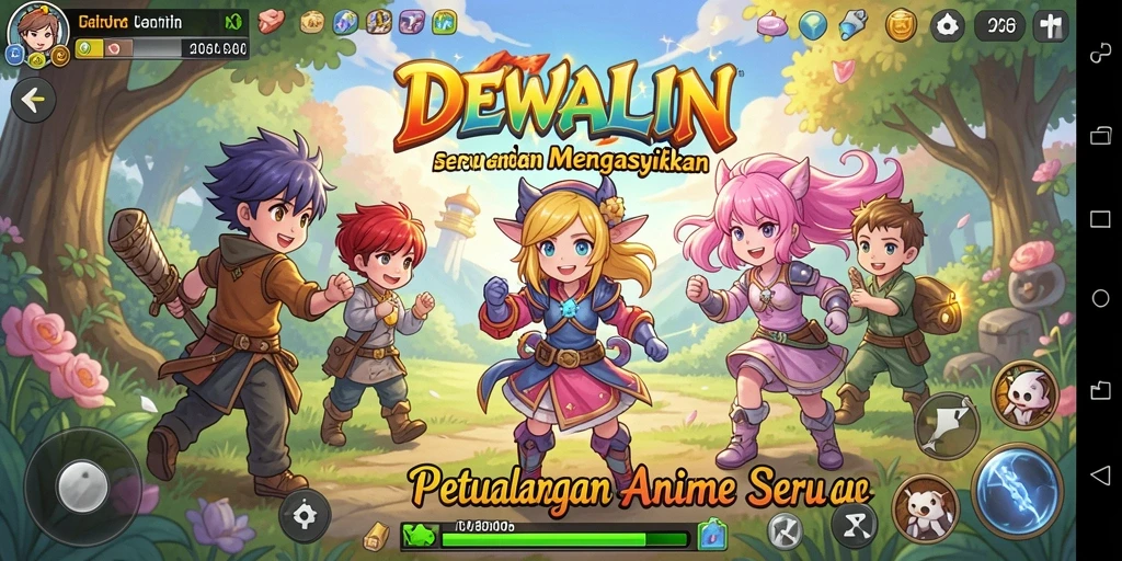Tampilan gameplay seru dan interaksi karakter di DEWALIN.