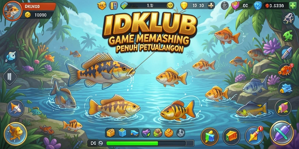 Tampilan gameplay seru dari IDKLUB dengan berbagai jenis ikan.