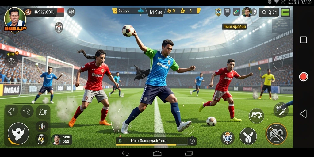 Tampilan gameplay utama IMBAJP dengan aksi olahraga yang seru.