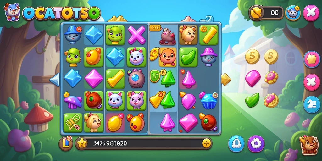 Tangkapan layar OCATOTO menunjukkan gameplay Match-3 yang seru dan menantang.