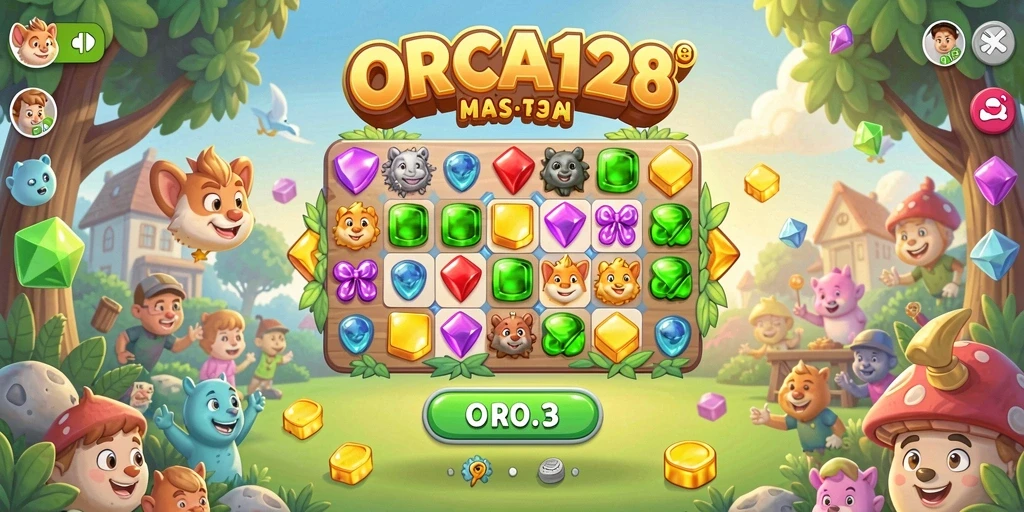 Tangkapan layar gameplay ORCA128: Tampilkan aksi seru di permainan Match-3.