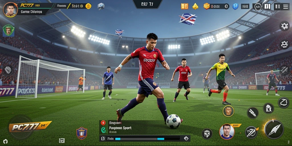 Tampilan menakjubkan gameplay dalam PC777 dengan aksi olahraga seru.