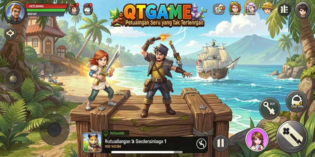Tampilan gameplay QTGAME yang dinamis dan menarik.