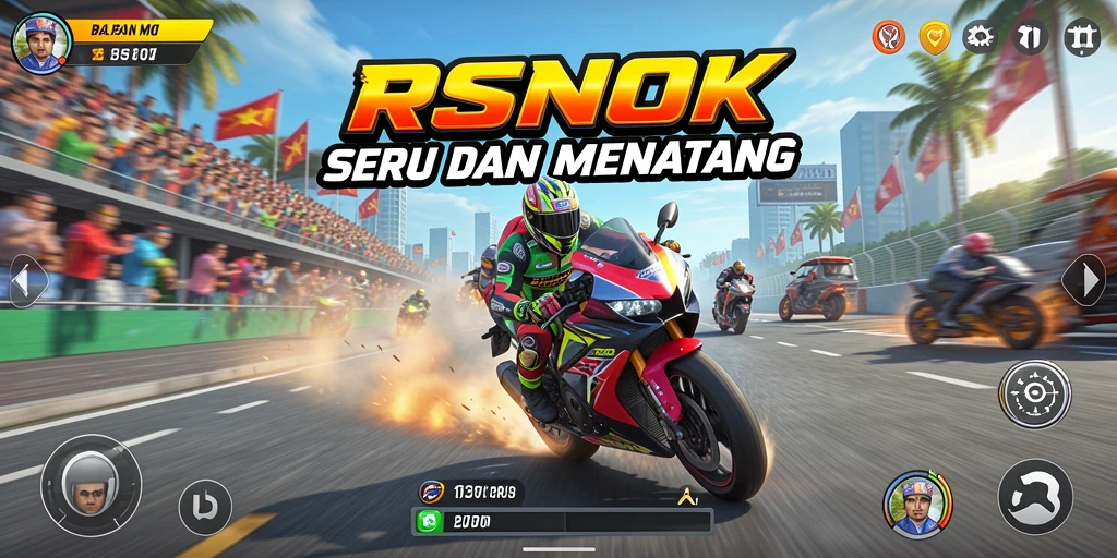Gameplay mendebarkan dalam balapan motor yang menantang.